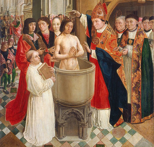 Мастер святого Эгидия. Крещение короля Хлодвига епископом Ремигием, около 1500 года