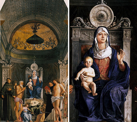 Джованни Беллини. Мадонна с младенцем и шестью святыми. 1478-1480. Алтарный образ для церкви Сан-Джоббе. Галерея Академии, Венеция