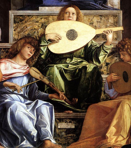 Джованни Беллини. Ангелы у трона. Алтарный образ для церкви Сан-Джоббе. 1478-1480. Галерея Академии, Венеция